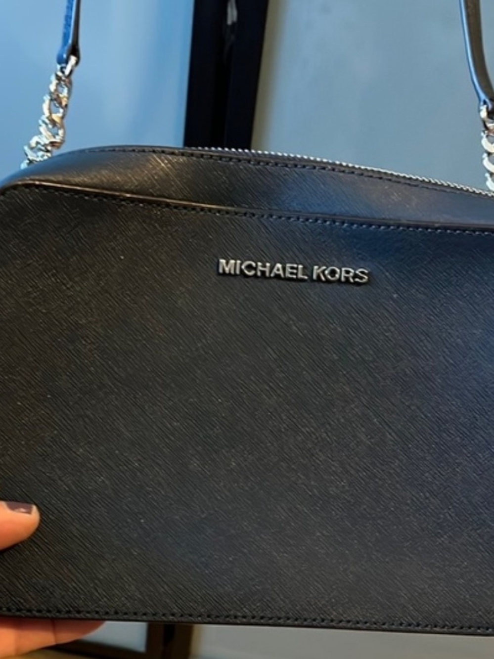 Michael Kors Navy Blue Saffiano Leather Crossbody